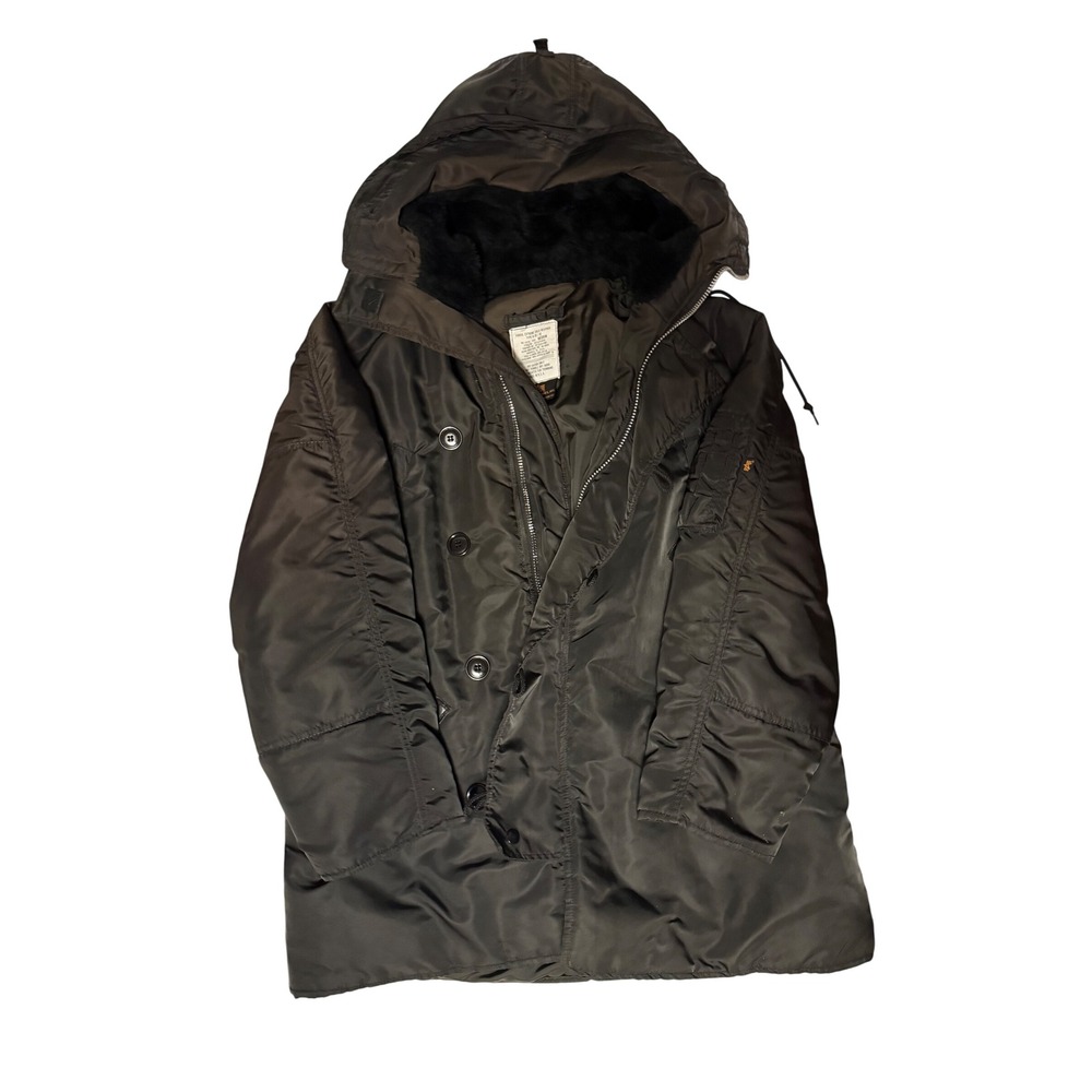 Alpha Industries N3B Extreme Cold Weather Parka Jacket Men's Medium black hood‎